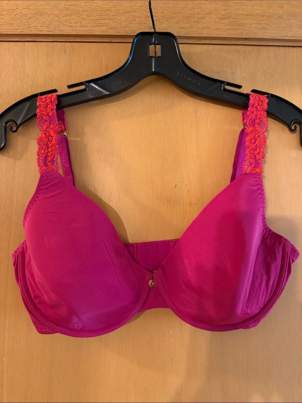 Natori Women’s Underwire Lace-Trim Bra Fuschia Pink Size 34DD (E)